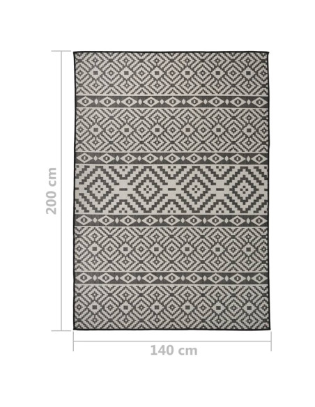 Tappeto da Esterni a Tessitura Piatta 140x200 cm Strisce Nere