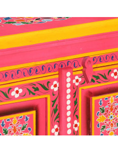 Credenza in Legno Massello di Mango Rosa Dipinta a Mano