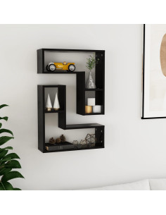 Mensole a Muro 2 pz Nere 50x15x50 cm in Legno Multistrato