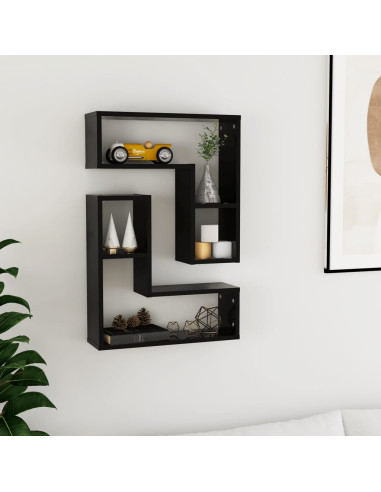 Mensole a Muro 2 pz Nere 50x15x50 cm in Legno Multistrato