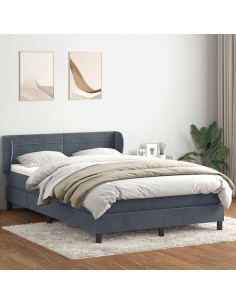 Giroletto a Molle con Materasso Grigio Scuro 160x210 cm Velluto