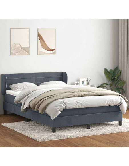 Giroletto a Molle con Materasso Grigio Scuro 160x210 cm Velluto