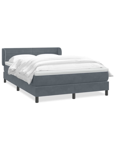 Giroletto a Molle con Materasso Grigio Scuro 160x210 cm Velluto
