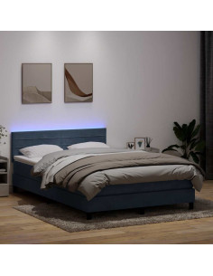 Letto a Molle con Materasso e LED Grigio Scuro 160x210 cm Velluto