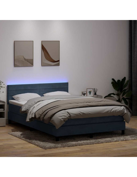 Letto a Molle con Materasso e LED Grigio Scuro 160x210 cm Velluto