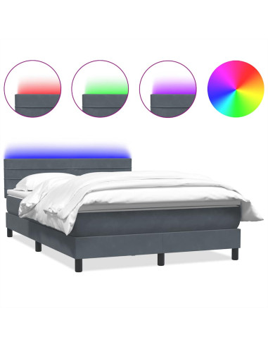Letto a Molle con Materasso e LED Grigio Scuro 160x210 cm Velluto