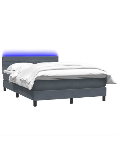 Letto a Molle con Materasso e LED Grigio Scuro 160x210 cm Velluto