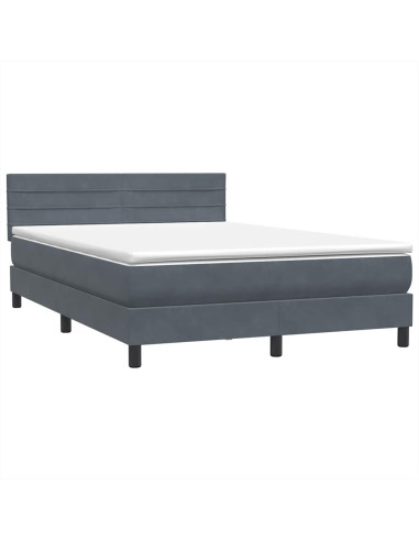 Letto a Molle con Materasso e LED Grigio Scuro 160x210 cm Velluto