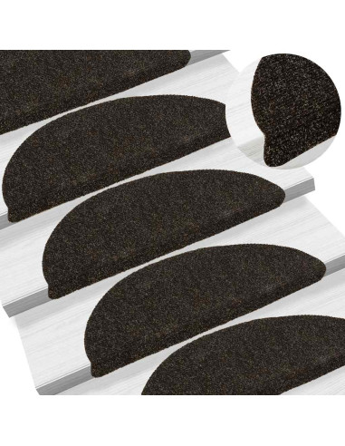 Tappetini per scale autoadesivi 20 pz 56x17x3 cm marrone scuro semicircolari