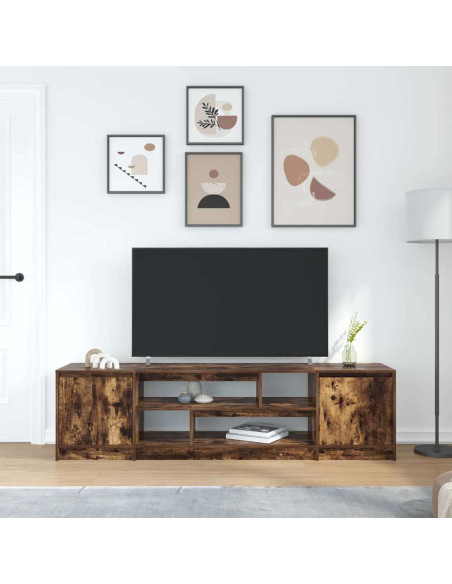 Mobile Porta TV Rovere Fumo 188,5x41x50 cm in Legno Multistrato