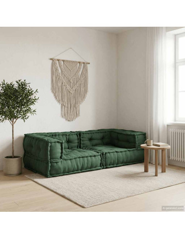 Divano Modulare a 2 Posti Verde 140x70x36 in Tessuto
