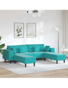 Divano 3 pcs Turchese 250 x 188 x 76 cm Velluto