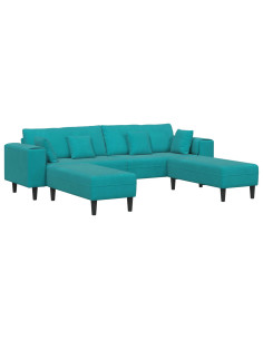 Divano 3 pcs Turchese 250 x 188 x 76 cm Velluto 2