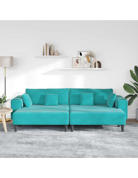 Divano 3 pcs Turchese 250 x 188 x 76 cm Velluto