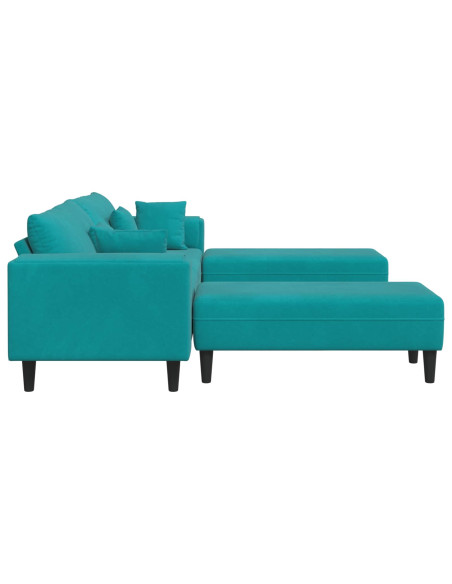 Divano 3 pcs Turchese 250 x 188 x 76 cm Velluto
