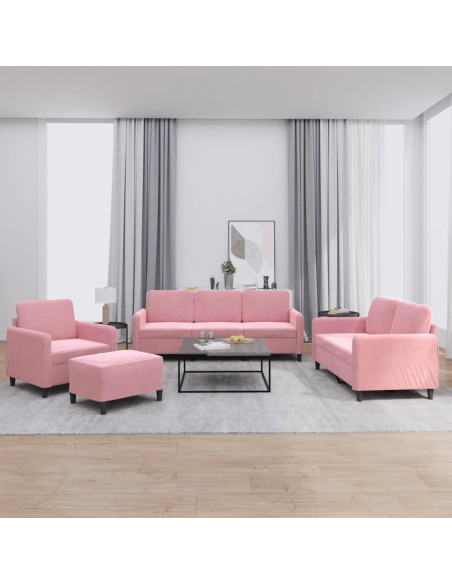 Set di Divani 4 pz Rosa in Velluto