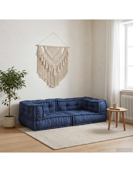 Unità di Divano Modulare 3 pcs Indaco 140 x 70 x 36 cm Tessuto