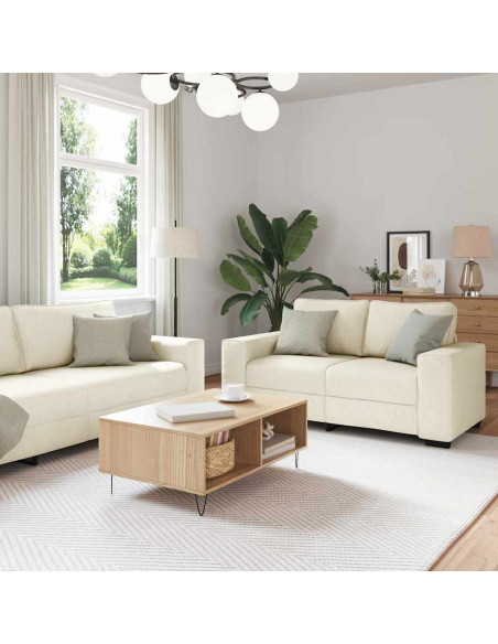 Divano 3 pcs Beige 221 x 80 x 82 cm Tessuto misto lino