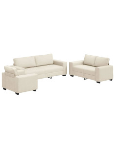 Divano 3 pcs Beige 221 x 80 x 82 cm Tessuto misto lino 2