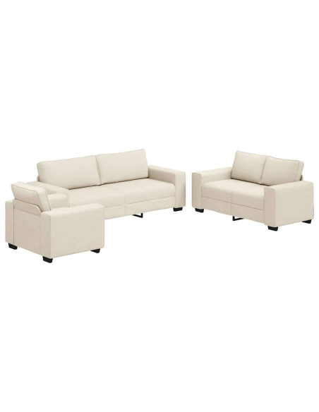 Divano 3 pcs Beige 221 x 80 x 82 cm Tessuto misto lino