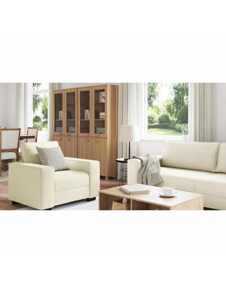 Divano 3 pcs Beige 221 x 80 x 82 cm Tessuto misto lino