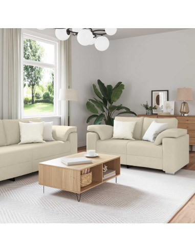 Divano 3 pcs Beige 219 x 80 x 82 cm Tessuto misto lino
