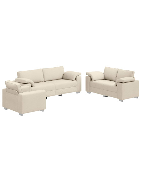 Divano 3 pcs Beige 219 x 80 x 82 cm Tessuto misto lino