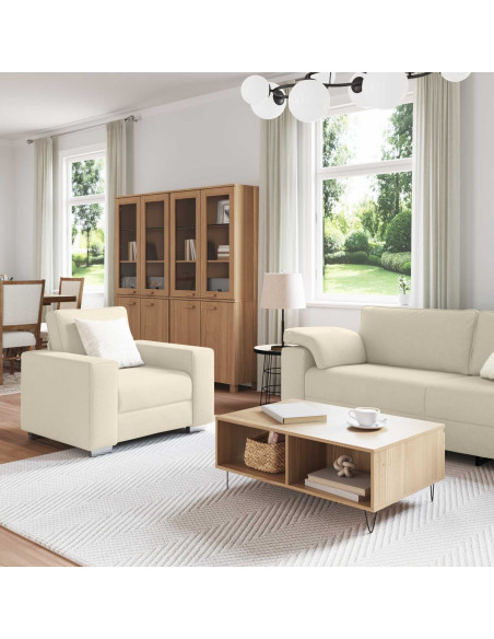 Divano 3 pcs Beige 219 x 80 x 82 cm Tessuto misto lino