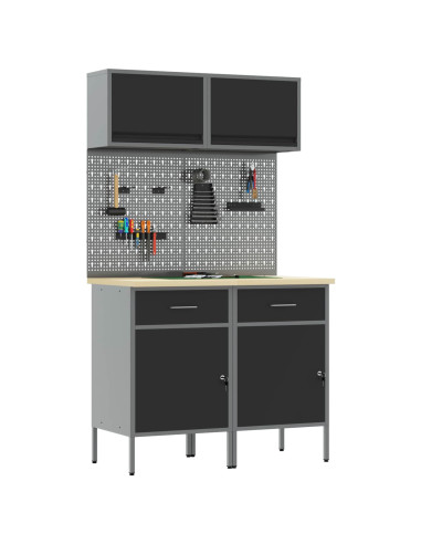 Set di mobili da lavoro con cassetto con blocco 8 pcs Grigio