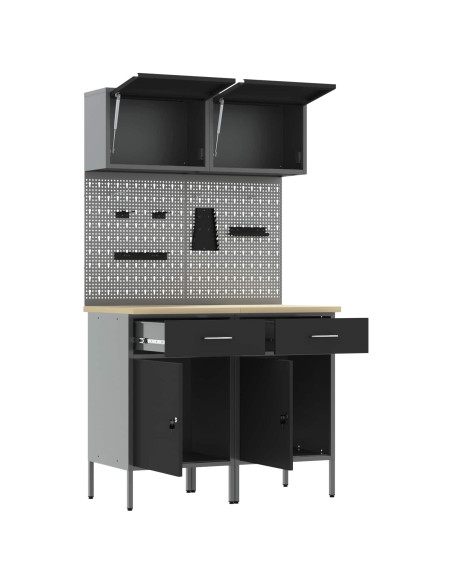 Set di mobili da lavoro con cassetto con blocco 8 pcs Grigio