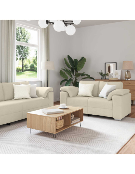 Divano 2 pcs Beige 219 x 80 x 82 cm Tessuto misto lino
