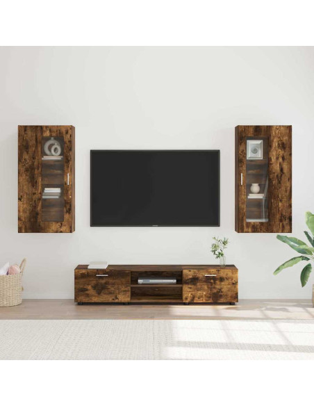 Set mobile TV FLORIN 3 pcs Rovere fumé Legno multistrato