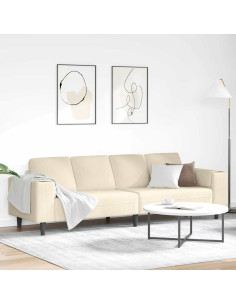 Divano Crema 250 x 77 x 76 cm Tessuto in Cords