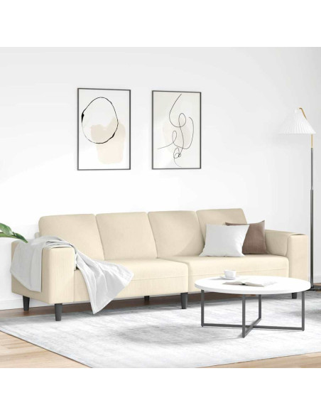 Divano Crema 250 x 77 x 76 cm Tessuto in Cords