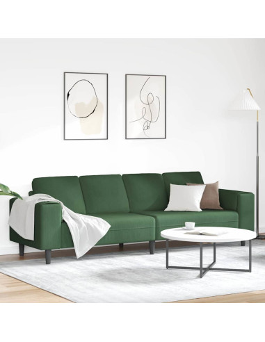 Divano Verde Scuro 250 x 77 x 76 cm Tessuto in Cords