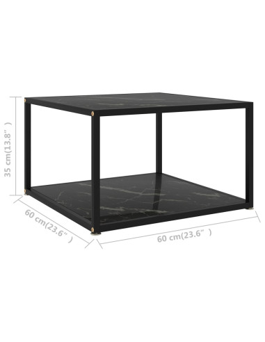 Tavolino da Salotto Nero 60x60x35 cm in Vetro Temperato