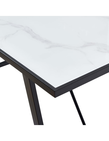 Tavolo da Pranzo Bianco 160x80x75 cm in Vetro Temperato