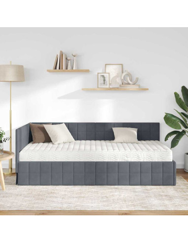 Struttura Letto Angolare con Materasso 2 pcs Grigio Velluto