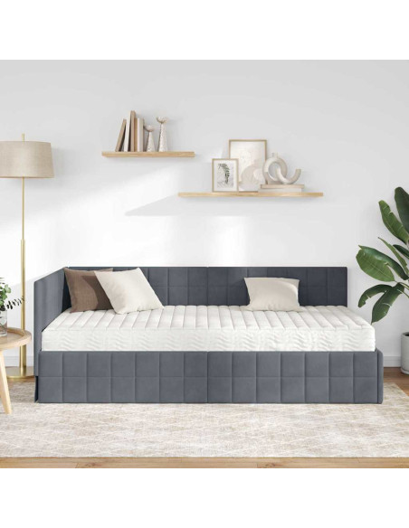 Struttura Letto Angolare con Materasso 2 pcs Grigio Velluto