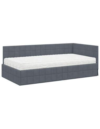 Struttura Letto Angolare con Materasso 2 pcs Grigio Velluto