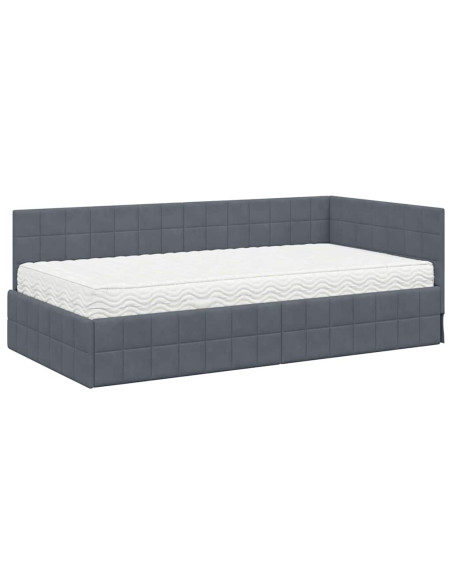 Struttura Letto Angolare con Materasso 2 pcs Grigio Velluto