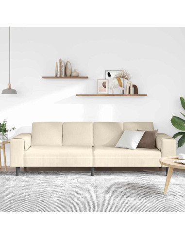 Divano Crema 250 x 77 x 76 cm Tessuto in Cords