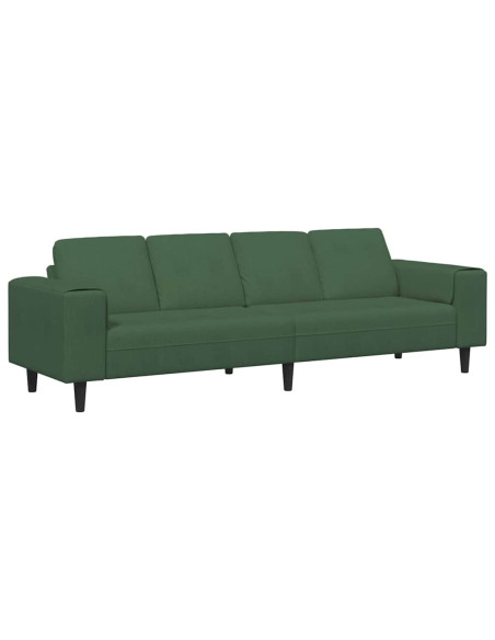 Divano Verde Scuro 250 x 77 x 76 cm Tessuto in Cords