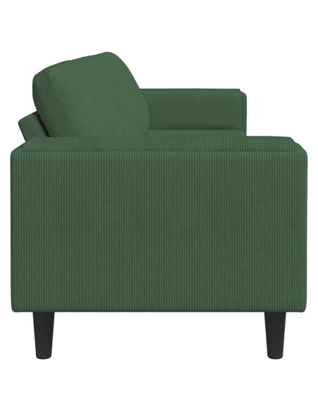 Divano Verde Scuro 250 x 77 x 76 cm Tessuto in Cords