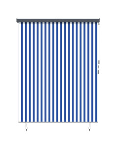 Tenda a rullo Blu e Bianco 200 x 250 cm Tessuto e Alluminio
