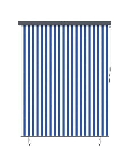 Tenda a rullo Blu e Bianco 200 x 250 cm Tessuto e Alluminio