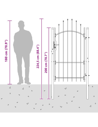 Cancello da giardino Woerden Grigio 175 x 100 cm Acciaio