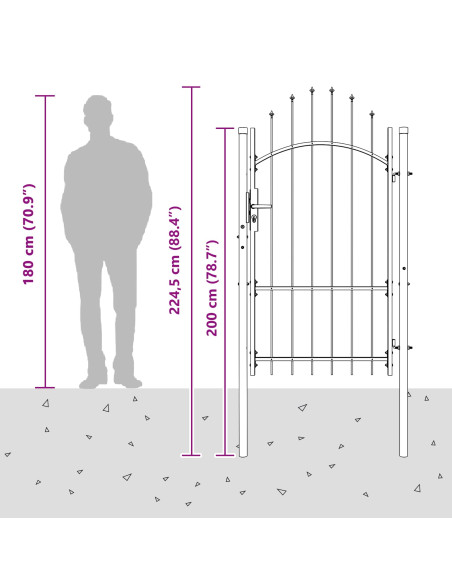 Cancello da giardino Woerden Grigio 175 x 100 cm Acciaio