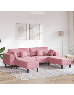 Divano 3 pcs Rosa 250 x 188 x 76 cm Velluto