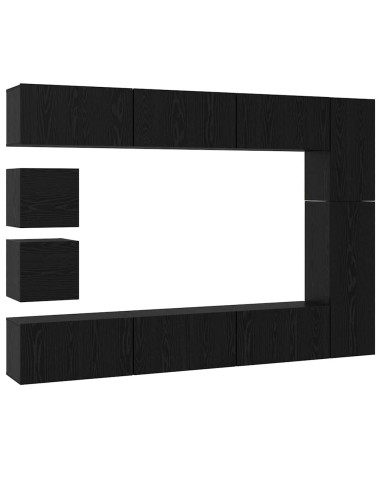 Set mobile TV 10 pcs Rovere Nero Legno multistrato